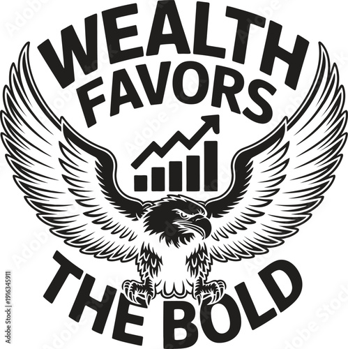 A bold and wealthy eagle logo with a growing graph
