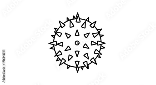 Abstract virus or microbe illustration, stylized representation of a germ with spikes