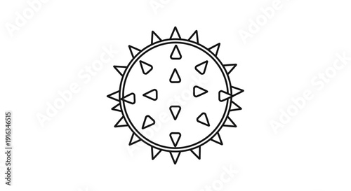 Abstract Virus Icon, Coronavirus Symbol, Microbe Outline, Pathogen Illustration