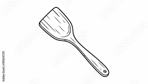 Wooden Spatula Kitchen Utensil Line Art Illustration