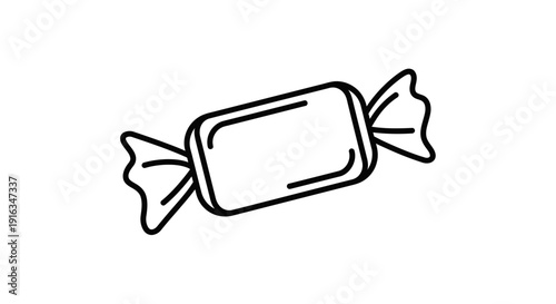 Simple Line Art Icon of a Wrapped Candy