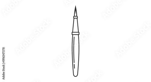 Simple Line Art Illustration of a Fine Tip Paint Brush