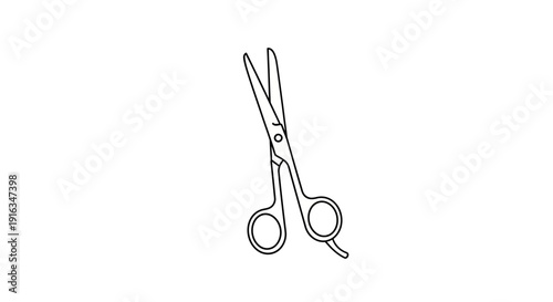 Simple Line Art Illustration of Open Scissors on White Background