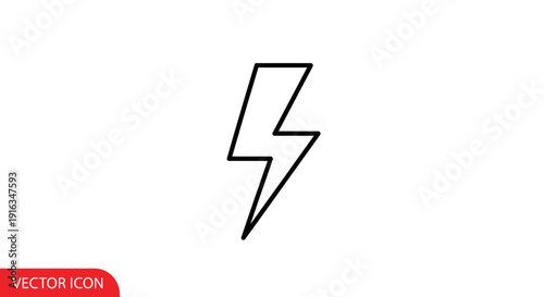 Simple Line Icon of a Lightning Bolt, Symbolizing Energy, Power, and Electricity