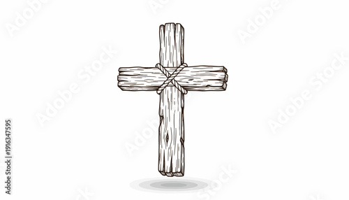 Rustic Wooden Cross with Rope Detail - Symbol of Faith and Spirituality