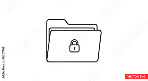 Secure Folder Icon with Padlock Symbol, Data Protection and Confidentiality Concept
