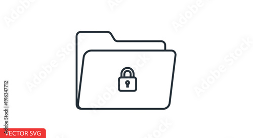 Secure Folder Icon with Padlock Symbol, Data Protection and Privacy Concept