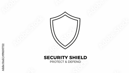 Security Shield Icon with Text Protect & Defend - Cyber Security Concept