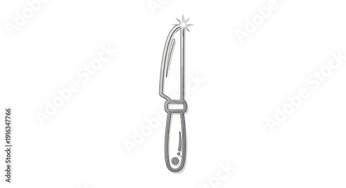 Sharp Chef Knife with Gleaming Blade and Handle, Kitchen Utensil Icon