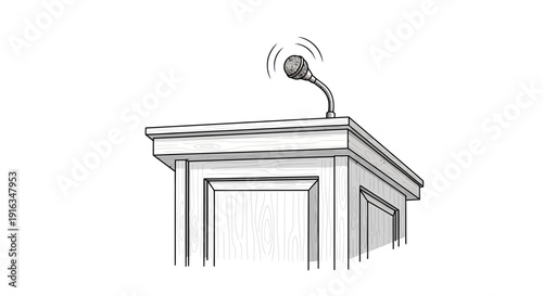 Podium with Microphone - Illustration