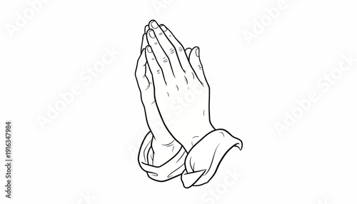 Praying Hands Line Art Icon, Symbol of Hope, Faith, and Gratitude
