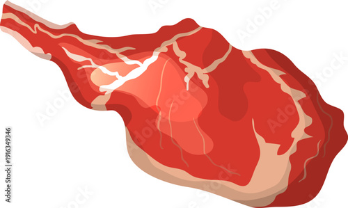 Sirloin meat steak cartoon icon. Raw food