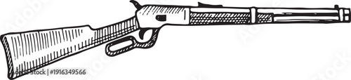 Old rifle drawing. Western style weapon doodle
