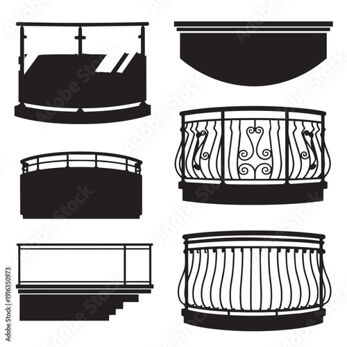 Balcony railing icon set