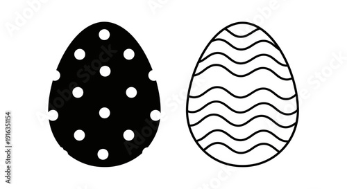 Minimalist polka dot and wavy line easter egg designs Vector