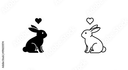 Cute rabbit love heart illustration vector design Vector