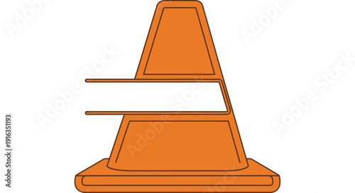 Orange traffic cone with blank space for text, isolated on white background