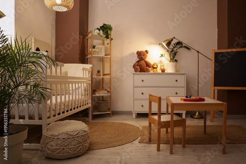 Comfortable crib, table, ch...