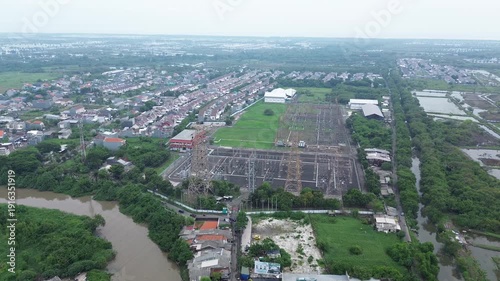 aerial view of electrical tower