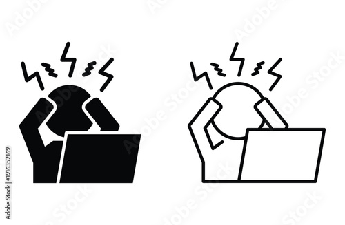 Stress headache mental pressure icon vector for web design