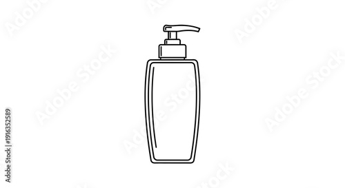 Minimalist Line Art of a Soap Dispenser Bottle, Clean Design