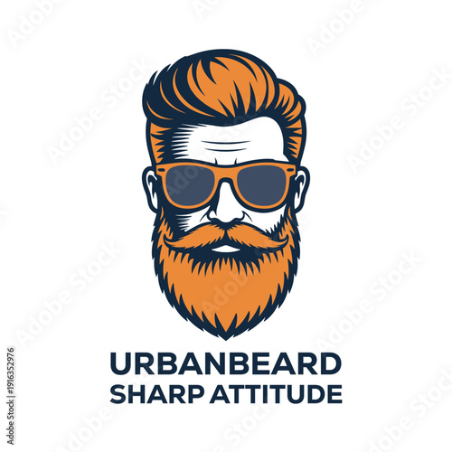Urbanbeard gentleman hipster barbershop logo