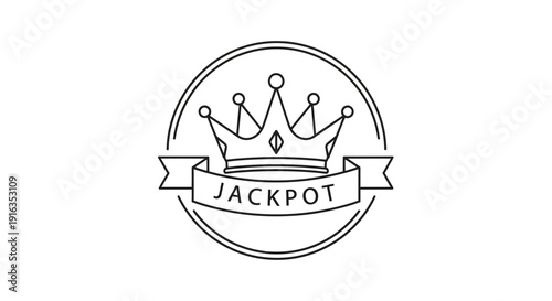 Jackpot Crown Emblem with Ribbon - Gambling and Winning Symbol