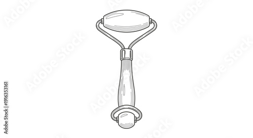 Jade Roller for Face Massage - Beauty Tool Line Art Illustration