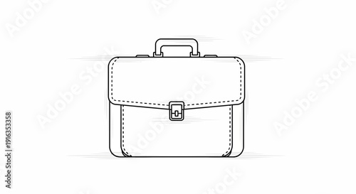 Hand-drawn sketch of a classic leather briefcase, business accessory icon, simple line art.