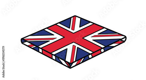 Flat British Union Jack Flag Icon, UK National Symbol, Graphic Element