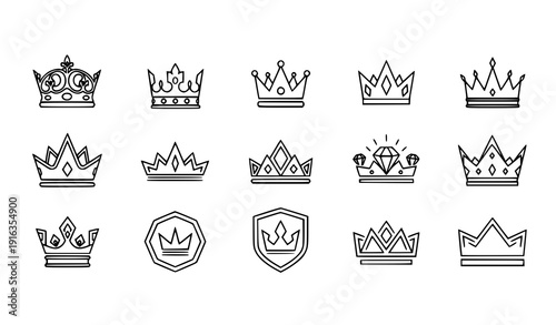 Premium Crown Outline Icon Pack Royal Line Symbols for Branding Web UI and Logo Design