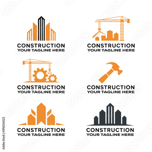 Set of construction building company logo designs
