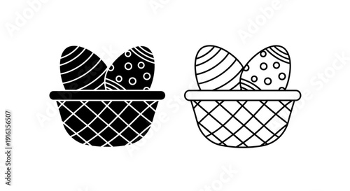 Easter basket with decorated eggs. vector illustration. easter holiday. easter eggs. Vector