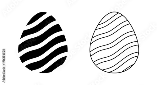 Black and white striped egg designs, vector illustration Vector