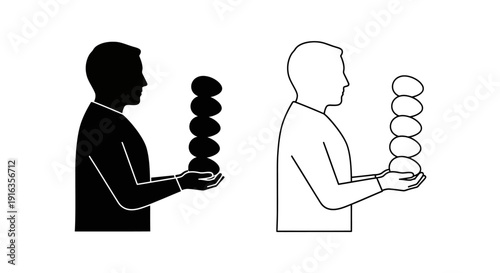 Comparing stacked donuts and bagels, healthy eating choices, food comparison Vector