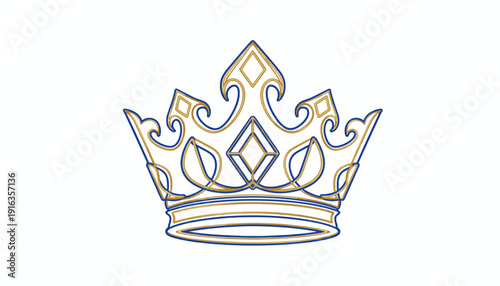 Elegant Gold and Blue Crown Emblem, Royal Symbol of Power, Luxury and Prestige