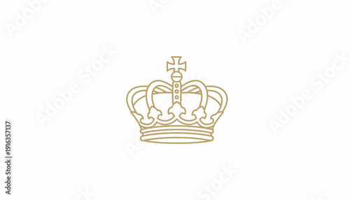 Elegant Gold Crown Icon on White Background, Royal Symbol, Luxury Emblem