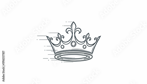 Elegant Hand-Drawn Crown Illustration with Speed Lines - Royal Symbol of Power and Luxury
