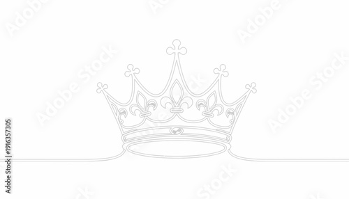 Elegant Single Line Crown Icon - Royal Symbol of Power and Royalty
