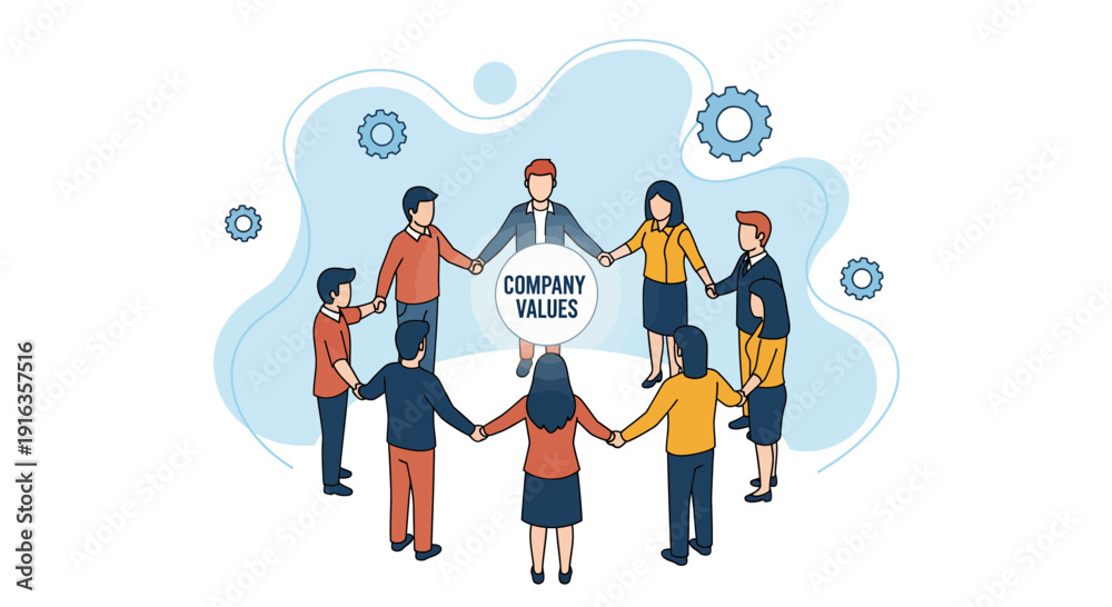 Fototapeta premium Business Team Holding Company Values Sign Together.