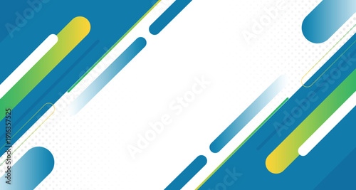 Modern abstract white background with blue and green rounded rectangle arranged diagonally. Vector illustration. Suit for business, corporate, banner, backdrop