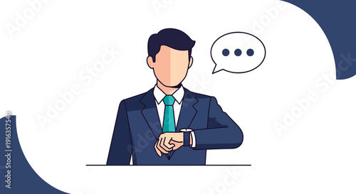 Businessman Checking Time on Wristwatch Illustration.