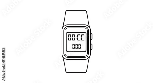 Digital Stopwatch Icon, Time Measurement, Countdown Timer, Sport Watch, Isolated Vector Illustration
