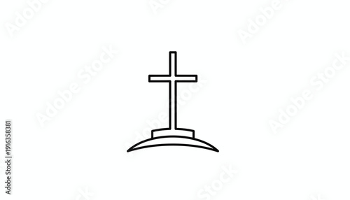 Christian Cross on Hilltop - Religious Symbol of Faith and Hope