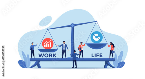 Work Life Balance Concept Illustration with People.