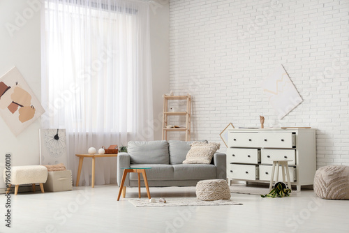 Interior of messy living ro...