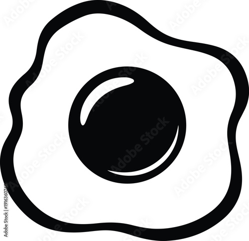 Simple illustration of a fried egg viewed from above in a minimalist style