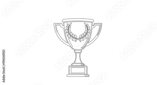 Simple line drawing of a golden trophy with laurel wreath details