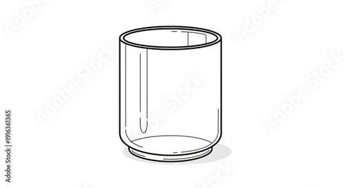 Simple Glass Tumbler, Minimalist Drinkware, Clean Line Art Illustration