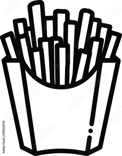 Illustration of French fries in a container viewed from the front